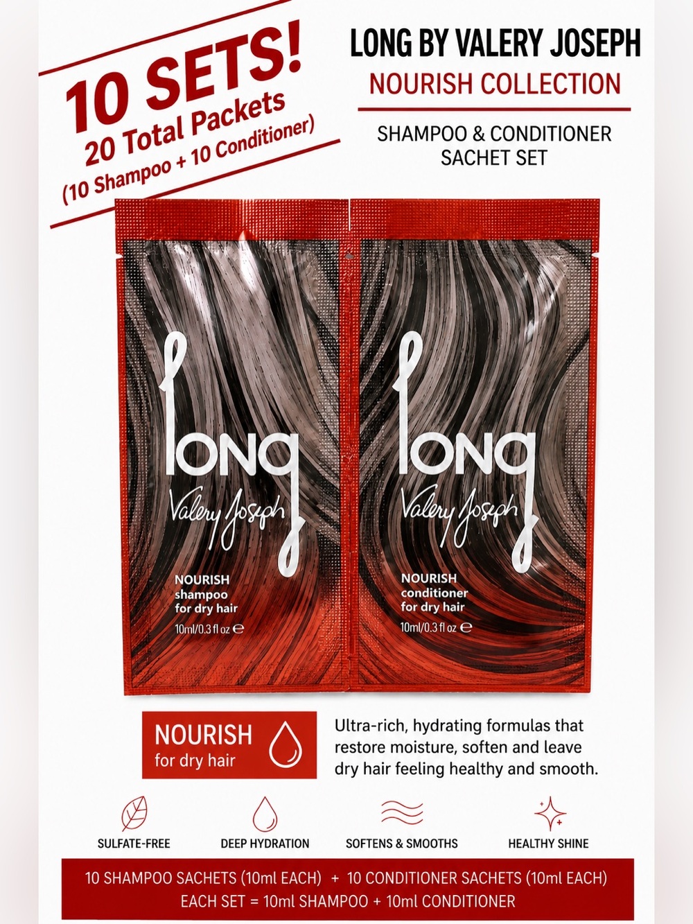 Valery Joseph NOURISH Shampoo & Conditioner 10 Sets (RED)